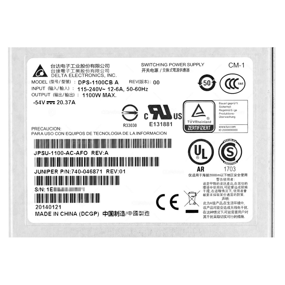 JPSU-1100-AC-AFO  JUNIPER NETWORK 1100W SWITCHING POWER SUPPLY FOR EX4300